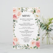 Menu de Mariage végétal géométrique rose pâle (Debout devant)