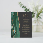 Menu de mariage vert émeraude doré sombre et écono (Debout devant)