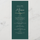Menu de mariage vert émeraude et or (Devant)