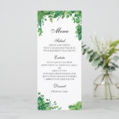 Menu de mariage vert en plein air. Menu de dîner d (Debout devant)