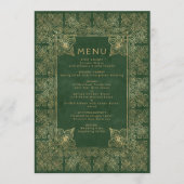 Menu de mariage vert or vintage (Devant)