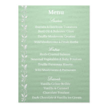Menu de mariage vert pistache élégant