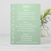 Menu de mariage vert pistache élégant (Debout devant)