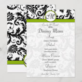 Menu de mariage vert pomme avec tourbillon en dama (Devant / Derrière)