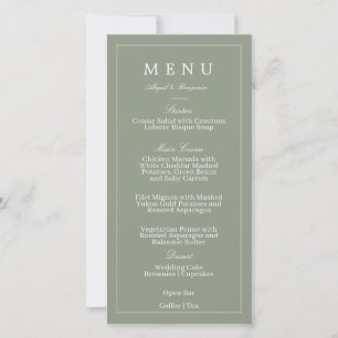 Menu de mariage vert sauge