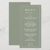 Menu de mariage vert sauge (Devant / Derrière)
