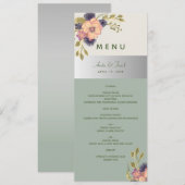 Menu de mariage vert sauge (Devant / Derrière)