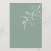 Menu de mariage vert sauge avec illustrations flor (Dos)