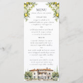 Menu de Mariage Villa Italienne (Devant)