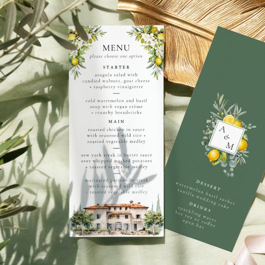Menu de Mariage Villa Italienne
