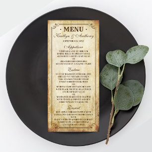 Menu de mariage vintage