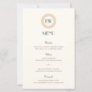 Menu de mariage Vintage Coastal Retro Sunset Deco