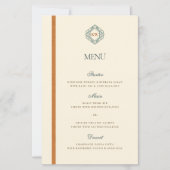Menu de mariage vintage côtier teal orange (Devant)