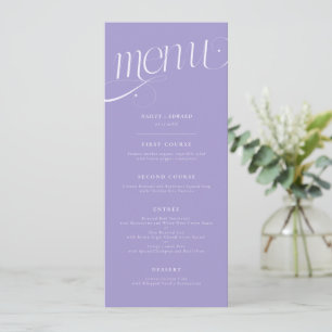 Menu de mariage violet élégant en spirale