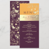 Menu de mariage violet prune (Devant / Derrière)