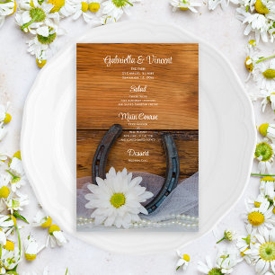 Menu de mariage western White Daisy et Horseshoe