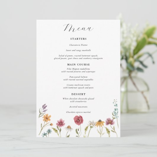 Menu de mariage Wildflower Bloom (Debout devant)