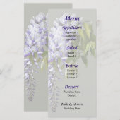 Menu de mariage Wisteria et feuilles (Devant / Derrière)