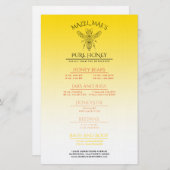 Menu de miel Apiary personnalisé (Devant / Derrière)