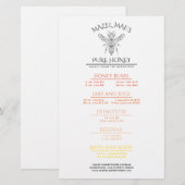 Menu de miel Apiary personnalisé (Devant / Derrière)