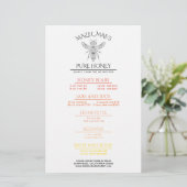 Menu de miel Apiary personnalisé (Debout devant)