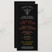 Menu de miel Apiary personnalisé (Devant / Derrière)