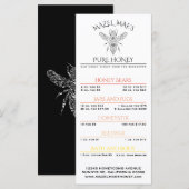 Menu de miel de la ruche personnalisée (Devant / Derrière)