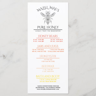 Menu de miel maison personnalisé