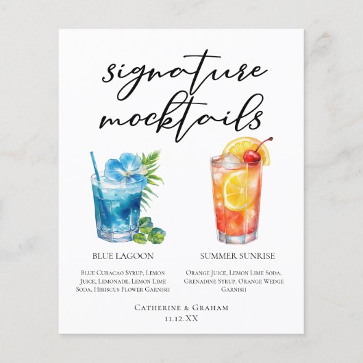 Menu de Mocktails Blue Lagoon Summer Sunrise (Devant)