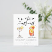 Menu de Mocktails de mariage Lemon Drop Summer Sun (Debout devant)