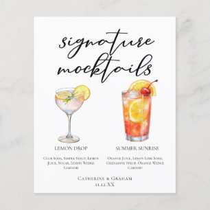 Menu de Mocktails de mariage Lemon Drop Summer Sun