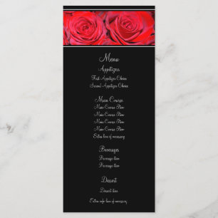 Menu de noces d'argent de noir de rose rouge