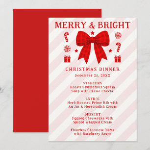 Menu de Noël avec ruban à carreaux rouges Merry &