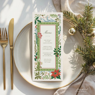 Menu de Noël botanique vintage