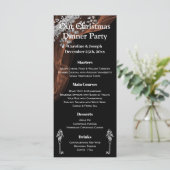 Menu de Noël chic noir et argent avec arbre de Noë (Debout devant)