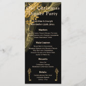 Menu de Noël chic noir et or avec arbre de Noël (Devant)
