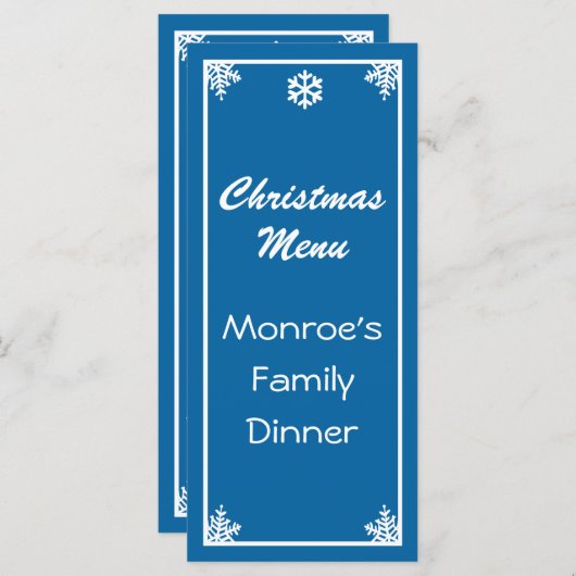 Menu de Noël Crystal Snowflake (Devant / Derrière)