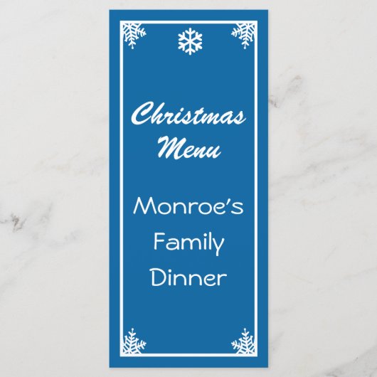 Menu de Noël Crystal Snowflake (Devant)