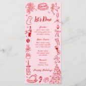 Menu de Noël Doodle Rose Menu de vacances amusant  (Devant)