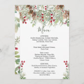 Menu de Noël Mariage Winter Greenery (Devant / Derrière)