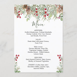 Menu de Noël Mariage Winter Greenery