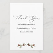 Menu de Noël Mariage Winter Greenery (Dos)