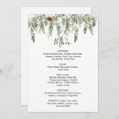 Menu de Noël Mariage Winter Greenery (Devant / Derrière)