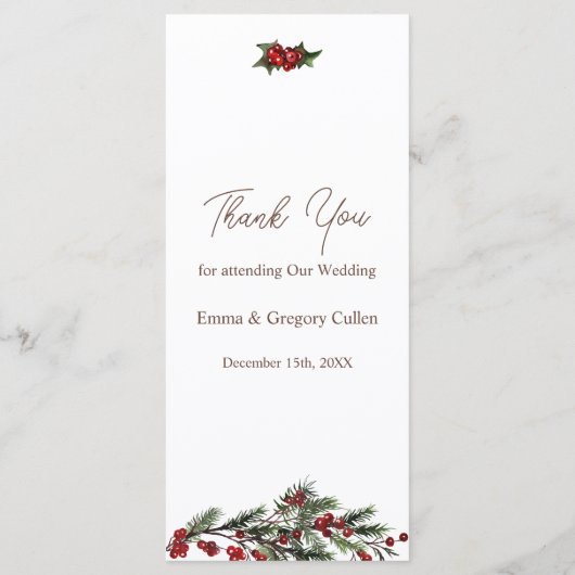 Menu de Noël Mariage Winter Greenery (Dos)