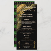 Menu de Noël Noir & Or Chic avec Arbre de Noël (Devant / Derrière)