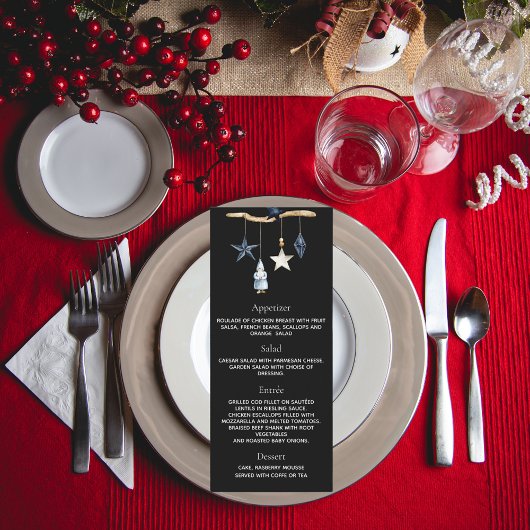 menu de Noël nordique noir bleu