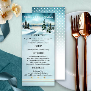 Menu de Noël Paysage d'Hiver à l'Aquarelle