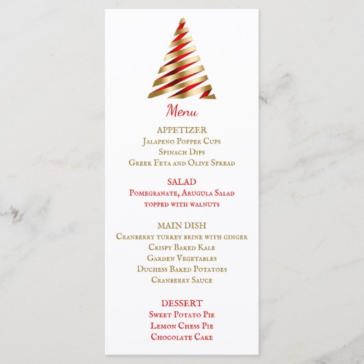 Menu de Noël rouge et or (Devant)