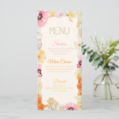 Menu de nourriture d'anniversaire Fleurs pastel or (Debout devant)