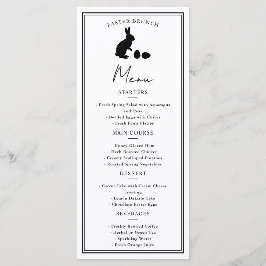 Menu de Pâques moderne minimaliste lapin noir sur  (Devant)